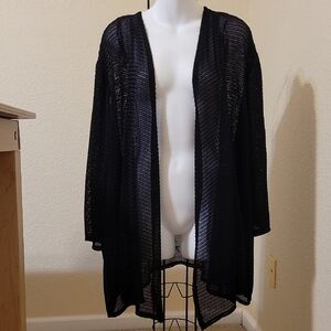 Catherines Black Open Knit Cardigan